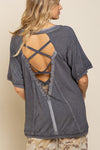 POL Studded Strappy Back Waffle Mixed Knit Top Top POL   