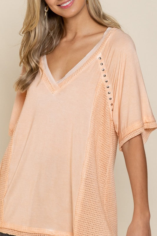 POL Studded Strappy Back Waffle Mixed Knit Top Top POL   