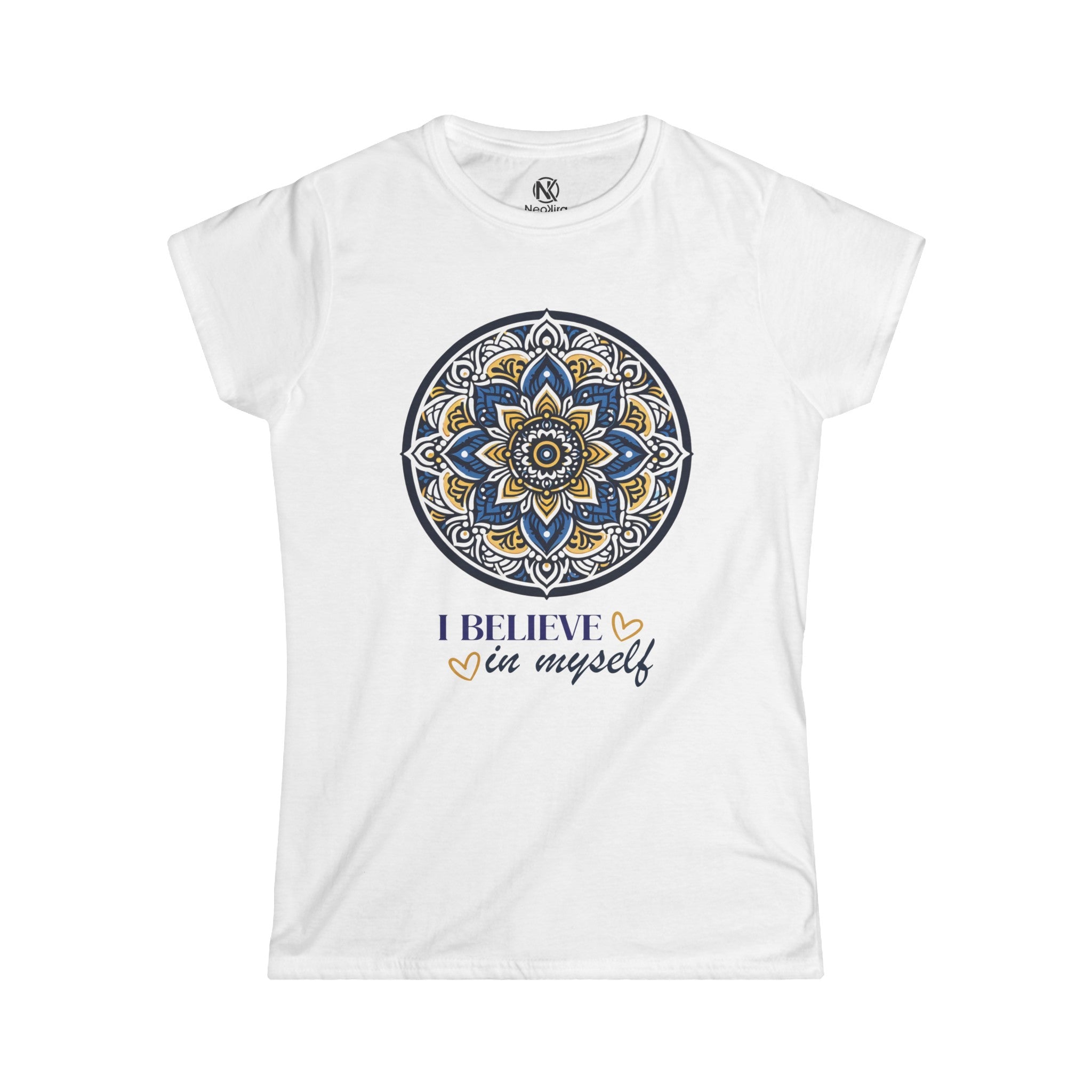 I BELIEVE IN MYSELF MANDALA Women's Softstyle Tee T-Shirt Printify White S 