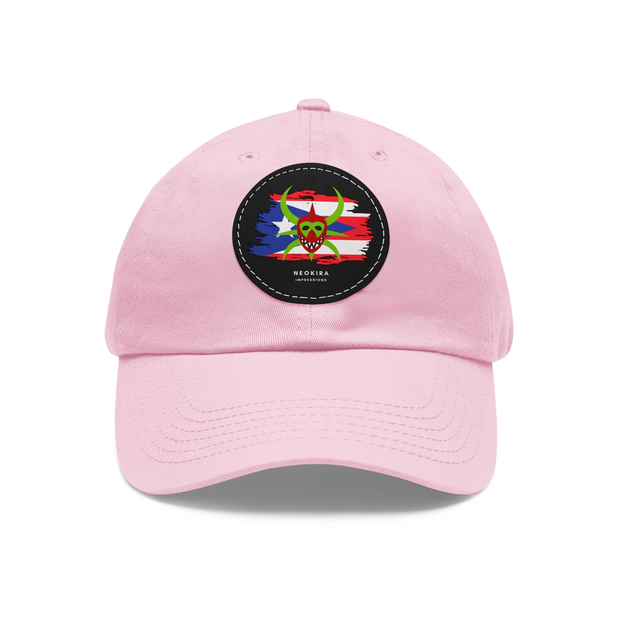 VEJIGANTE Dad Hat with Leather Patch (Round) Caps Printify Light Pink / Black patch Circle One size