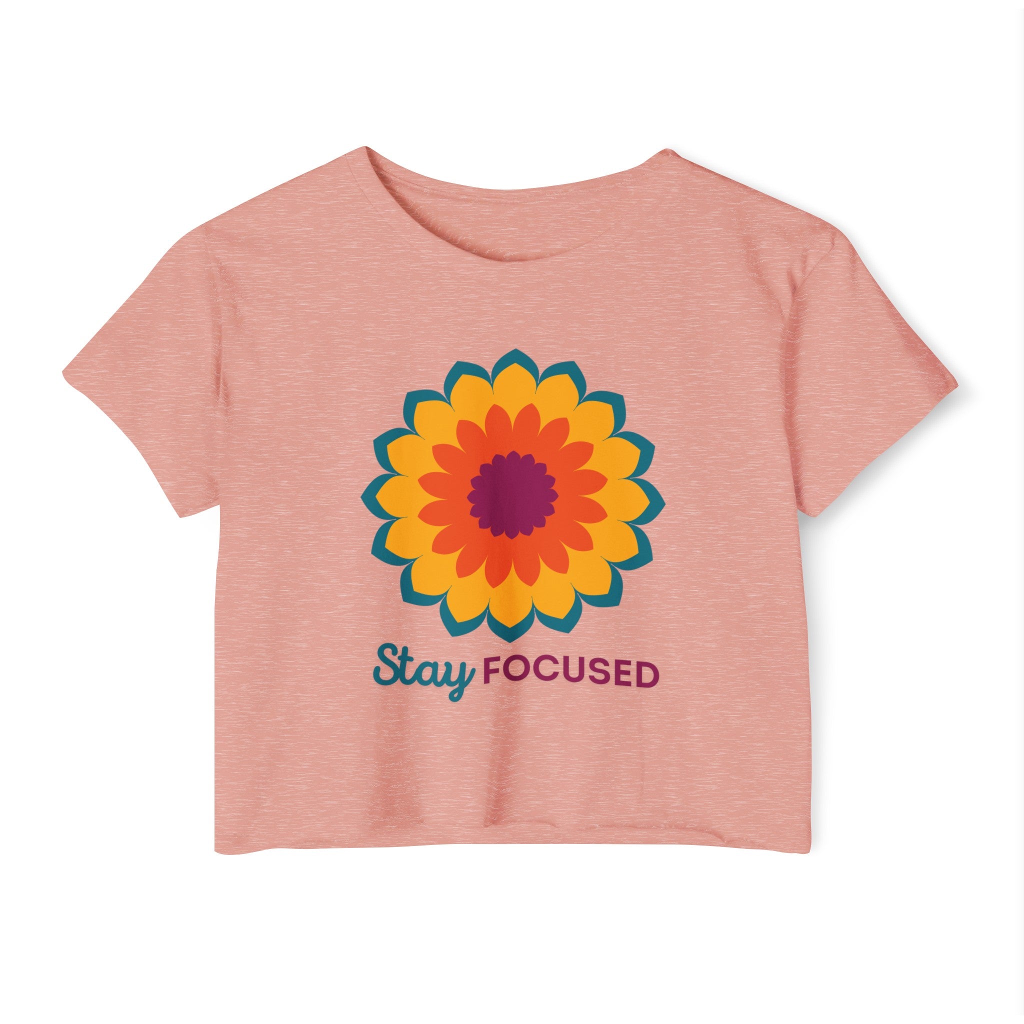 STAY FOCUSED MANDALA Women's Festival Crop Top Crop Tee Printify Desert Pink XS 