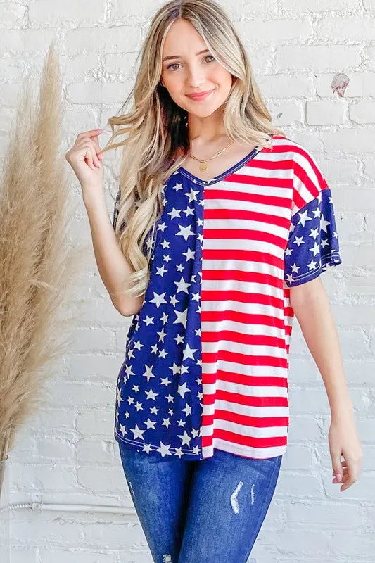 And The Why American Flag Short Sleeve Top - NeoKira Unlimited