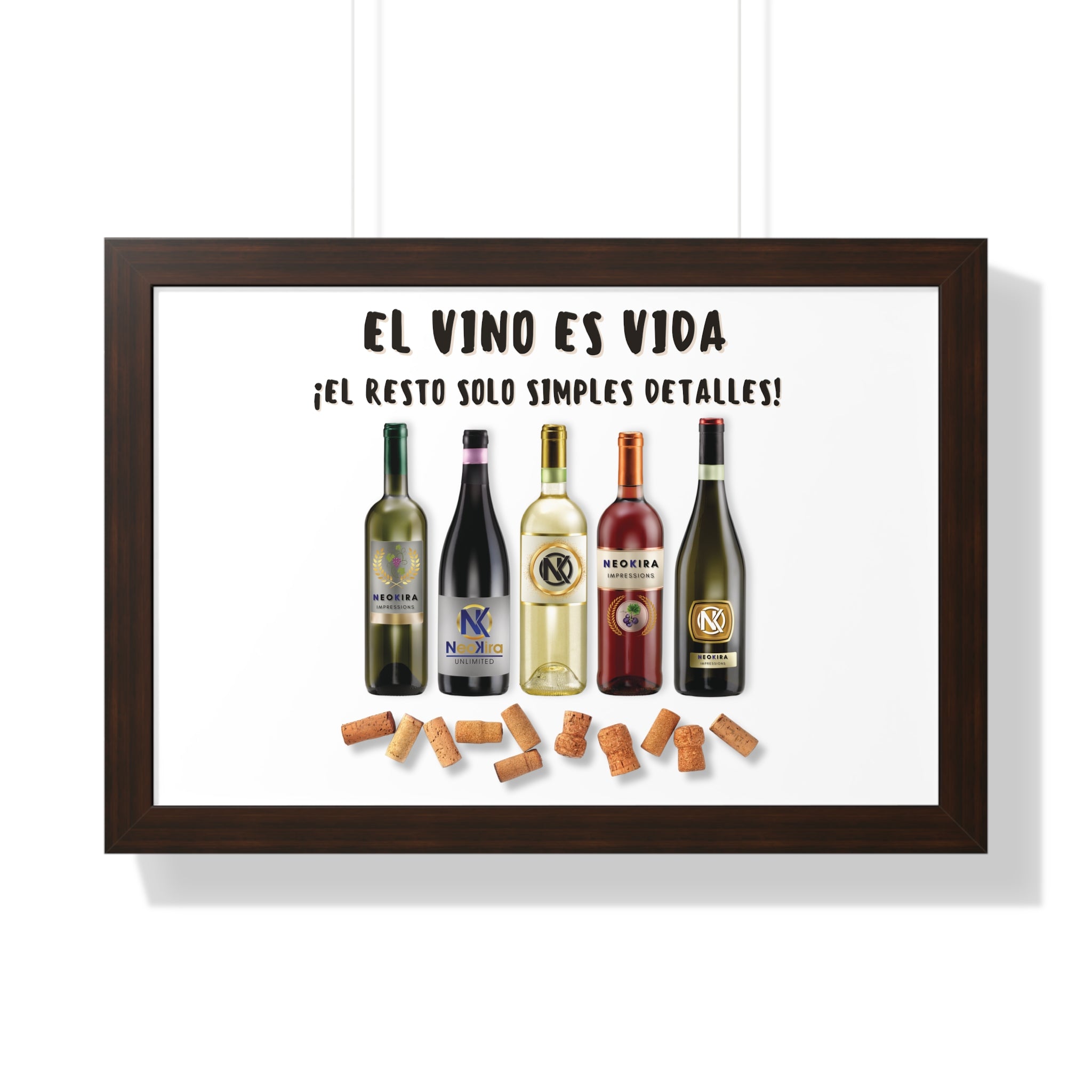 EL VINO ES VIDA Framed Horizontal Poster Poster Printify   