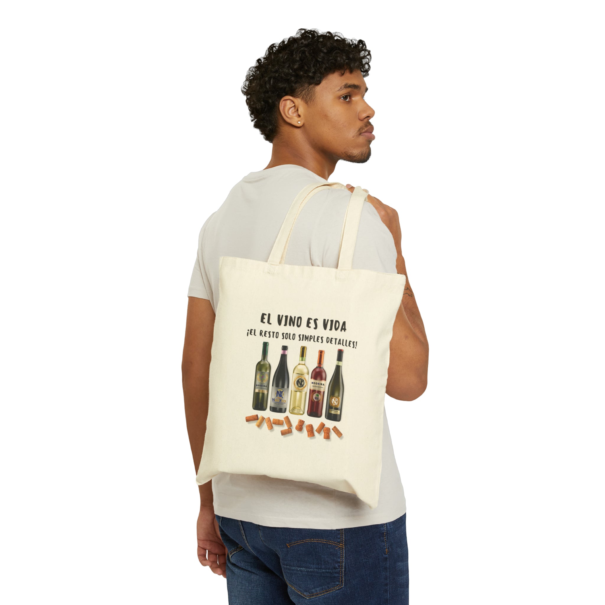 EL VINO ES VIDA Cotton Canvas Tote Bag - NeoKira Unlimited