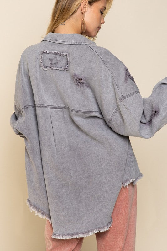 POL Fringe Distressed Oversized Jacket Jacket POL   