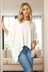 Solid Round Neck Loose Fit Kimono Sleeve Sweater  Davi & Dani   