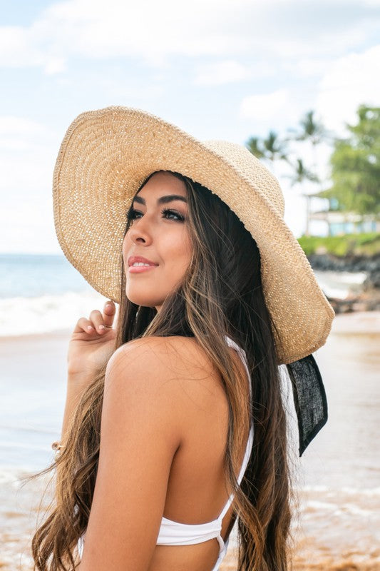 Romantic Garden Bow Straw Sun Hat | Foldable Wide Brim Beach Essential - NeoKira Unlimited