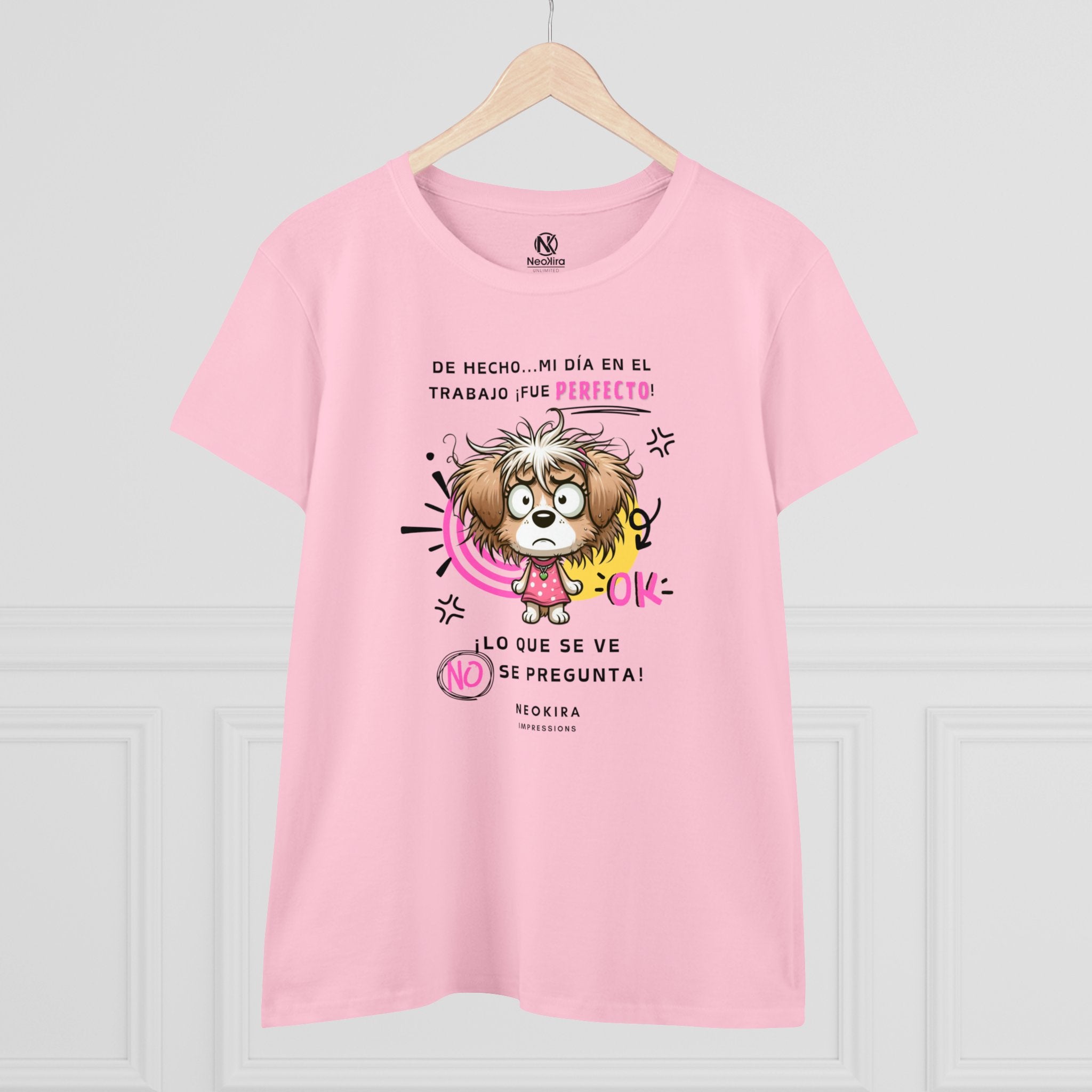 MI DIA EN EL TRABAJO FUE PERFECTO Women's Midweight Cotton Tee T-Shirt Printify   