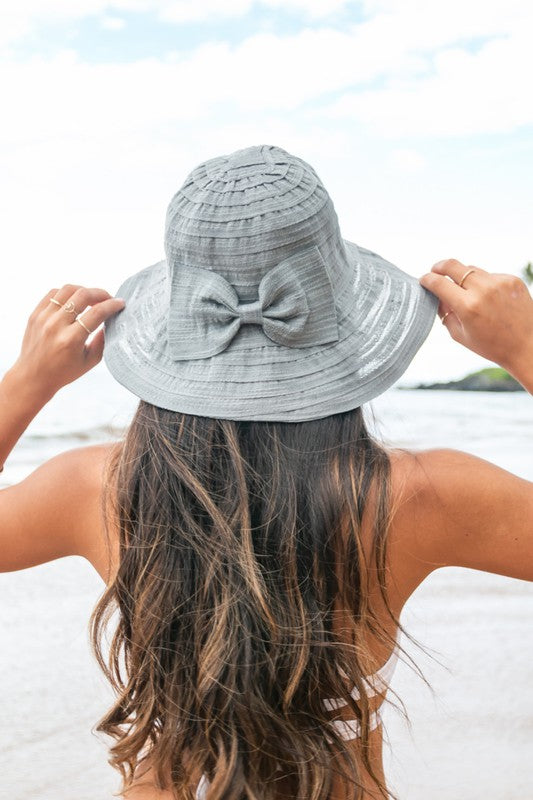 Boho-Chic Bow Accent Sun-Bucket Hat | Foldable Travel-Ready Summer Style - NeoKira Unlimited