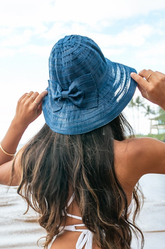 Boho-Chic Bow Accent Sun-Bucket Hat | Foldable Travel-Ready Summer Style - NeoKira Unlimited
