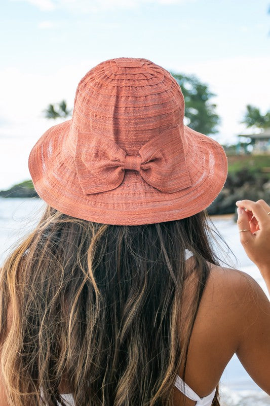Boho-Chic Bow Accent Sun-Bucket Hat | Foldable Travel-Ready Summer Style - NeoKira Unlimited