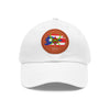 VEJIGANTE Dad Hat with Leather Patch (Round) Caps Printify White / Light Brown patch Circle One size