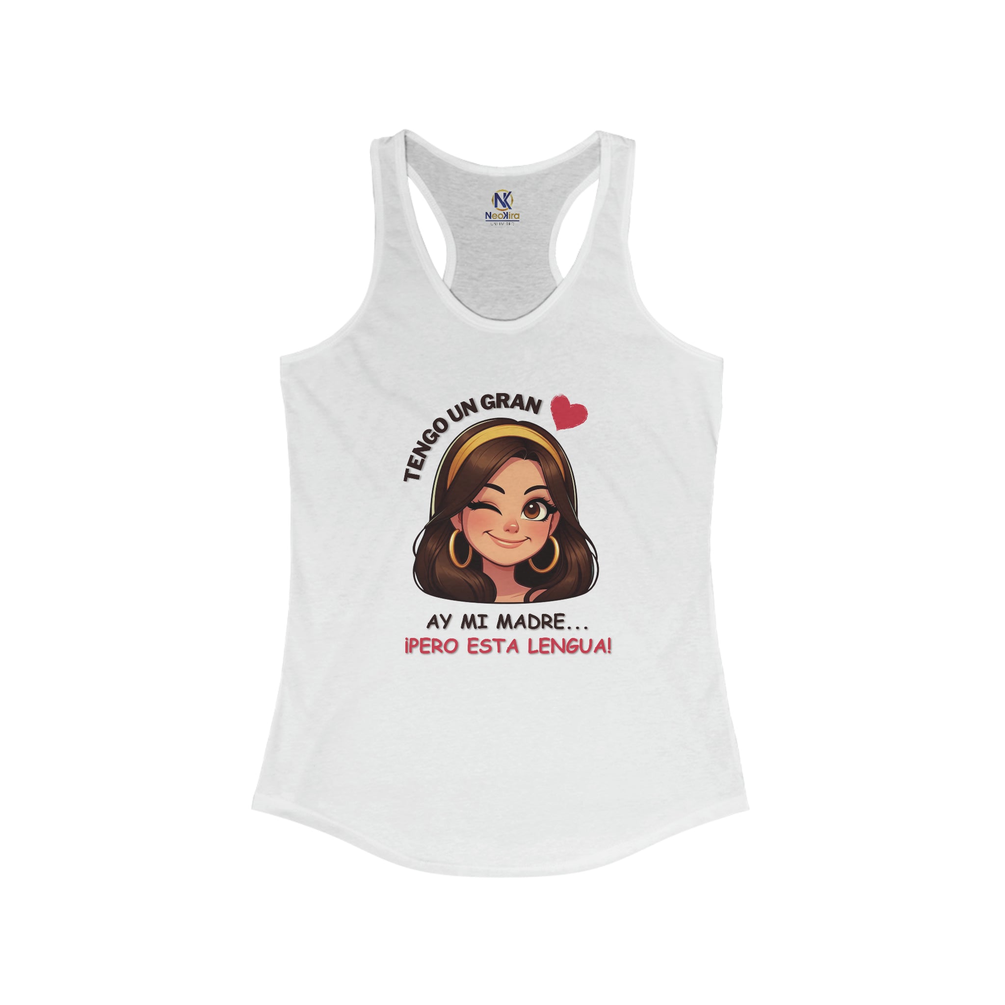 TENGO UN GRAN CORAZON...Women's Ideal Racerback Tank Tank Top Printify XS Solid White 