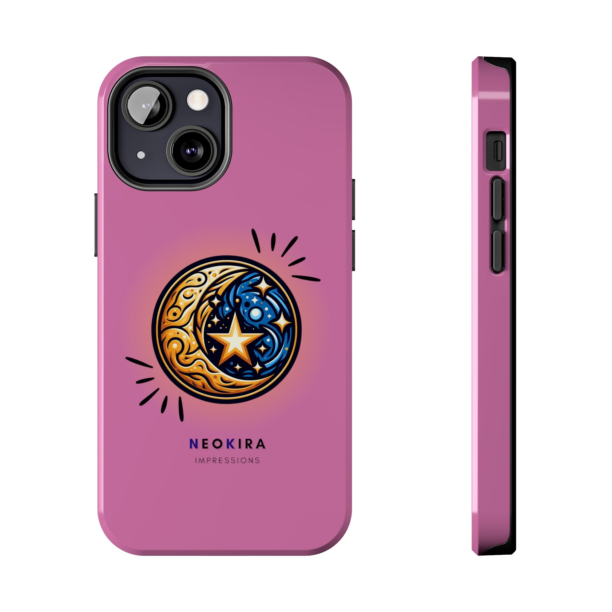 MOON AND STARS (PINK) Tough Phone Cases Phone Case Printify iPhone 13 Mini  