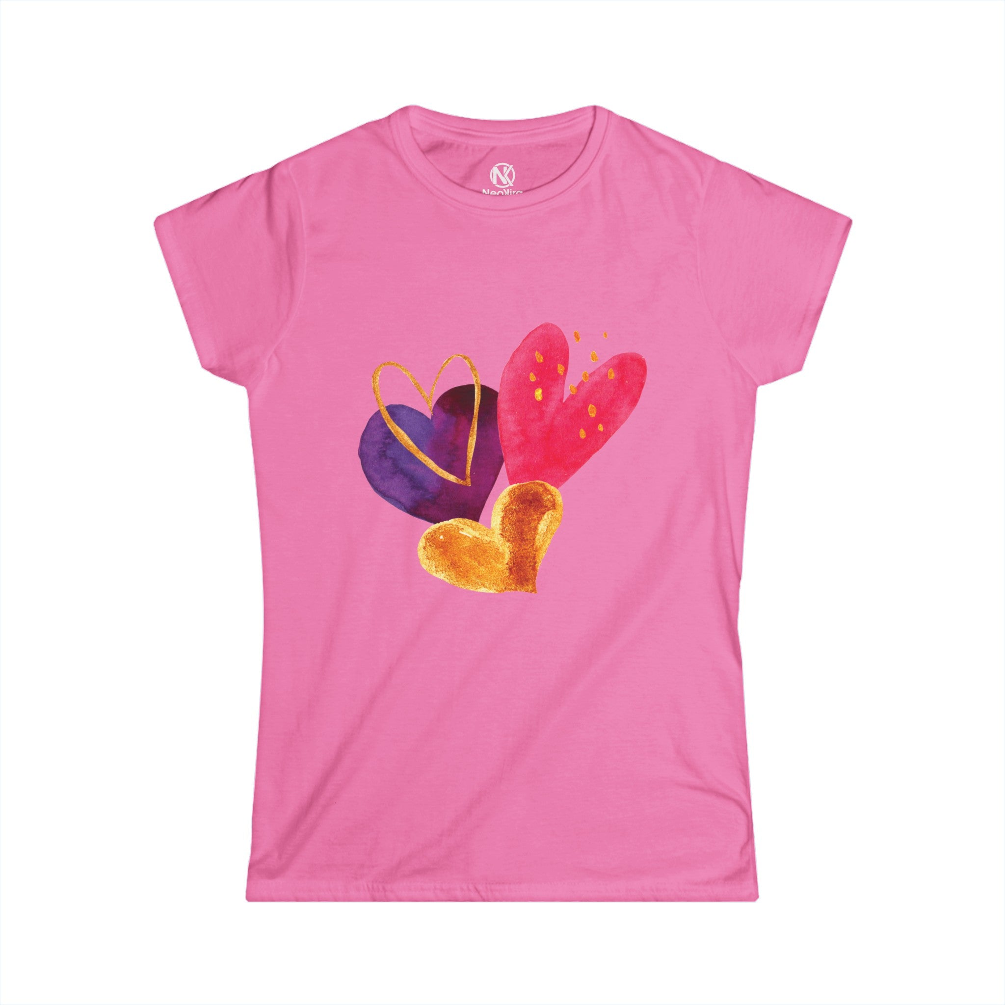 COLORFUL HEARTS Women's Softstyle Tee T-Shirt Printify Azalea S 