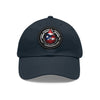 BORICUA DE PURA SANGRE Dad Hat with Leather Patch (Round) Caps Printify Navy / Black patch Circle One size