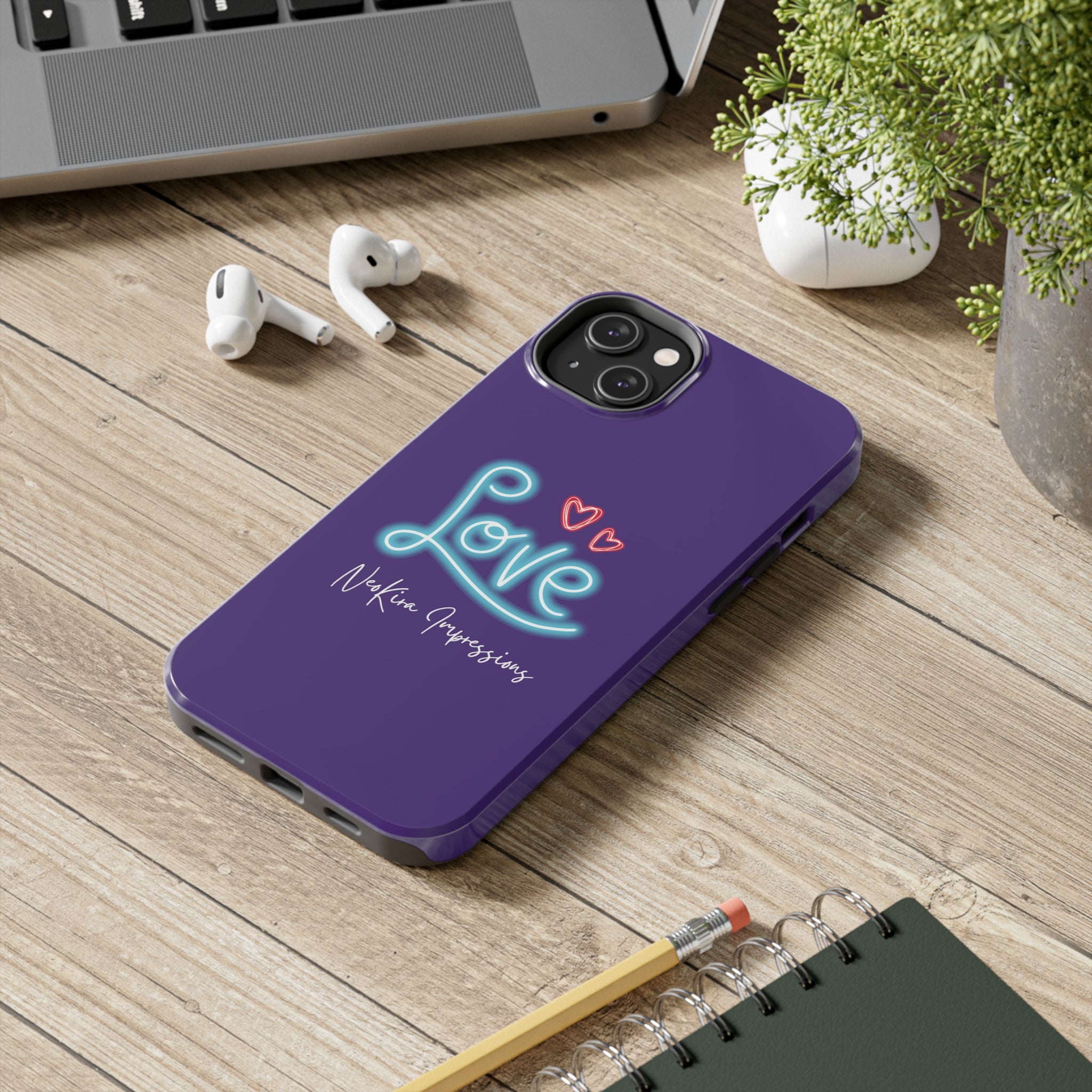 NEON LOVE PURPLE Tough Phone Cases Phone Case Printify iPhone 14 Plus  