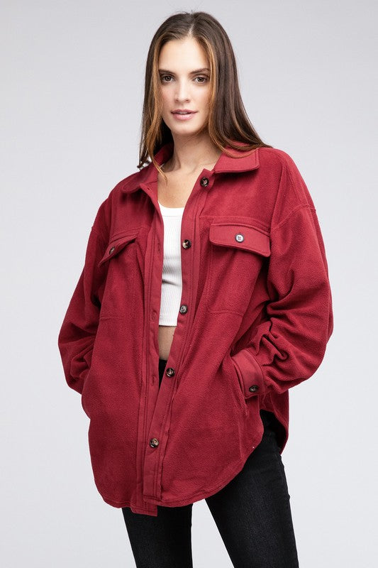 BiBi Fleece Buttoned Down Oversized Jacket Jacket BiBi   