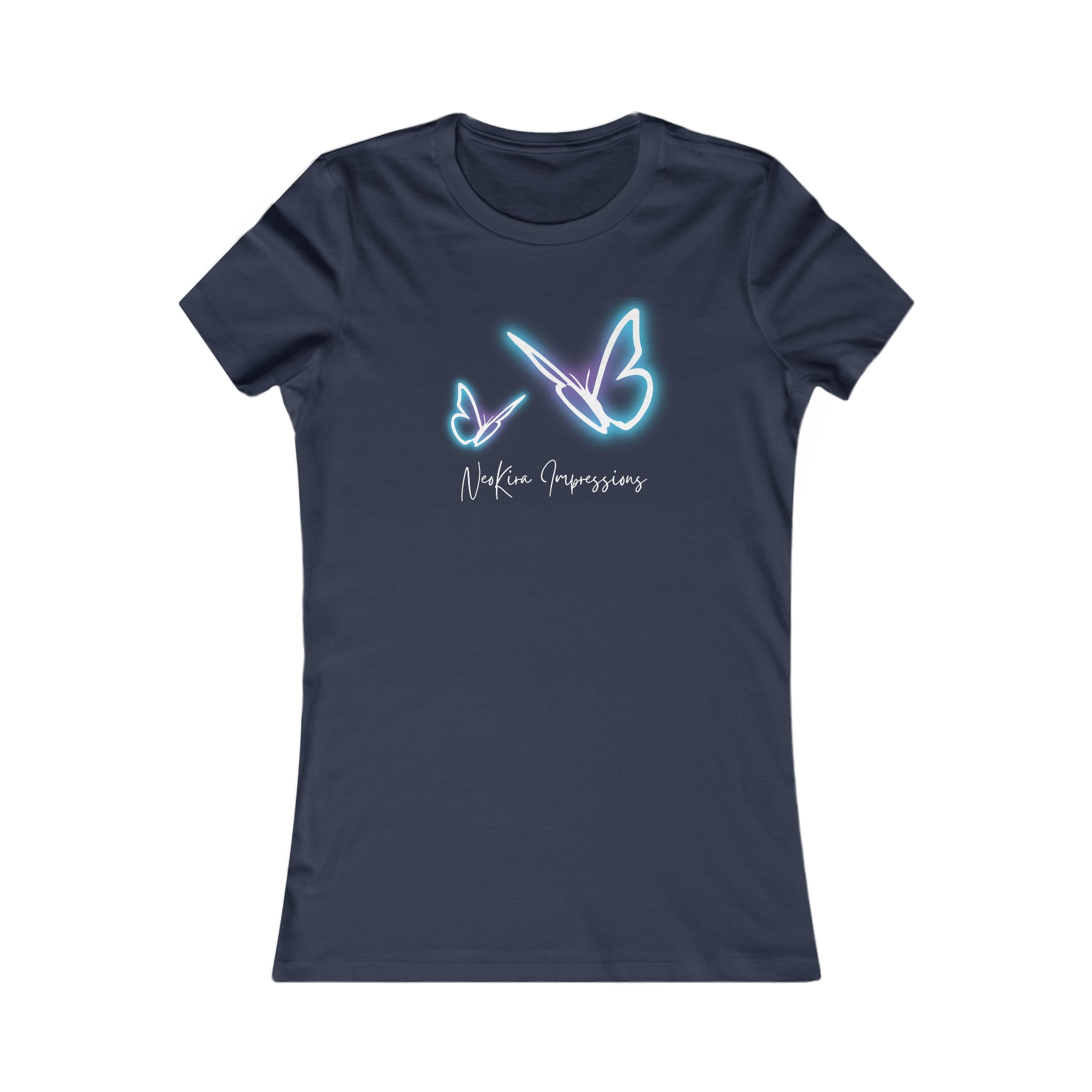 NEON BUTTERFLIES Women's Favorite Tee T-Shirt Printify S Navy 