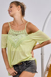 BiBi Front Crochet Lace Adjustable Strap Top Top Trendsi   