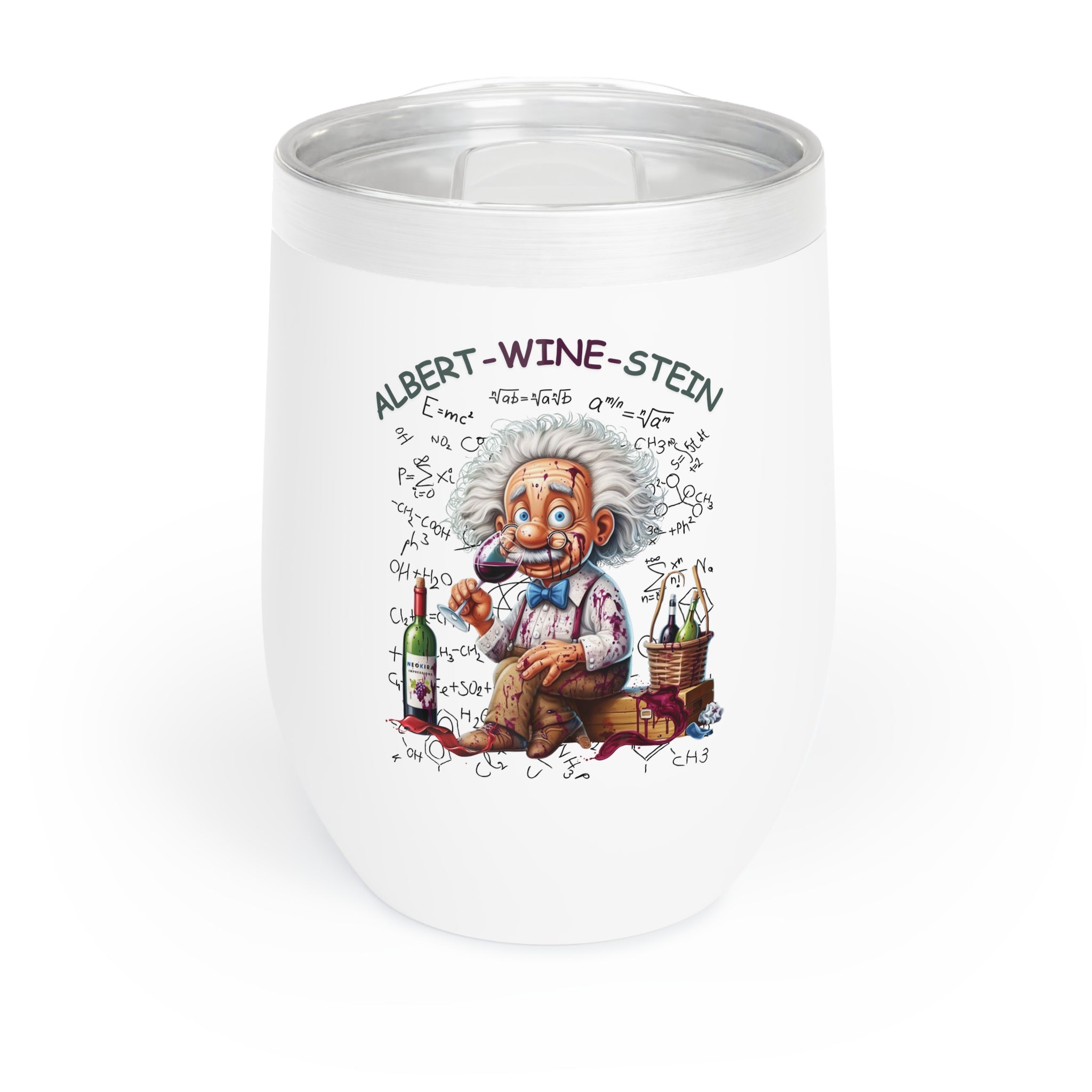 ALBERT-WINE-STAIN Chill Wine Tumbler Wine Tumbler Printify White 12oz 