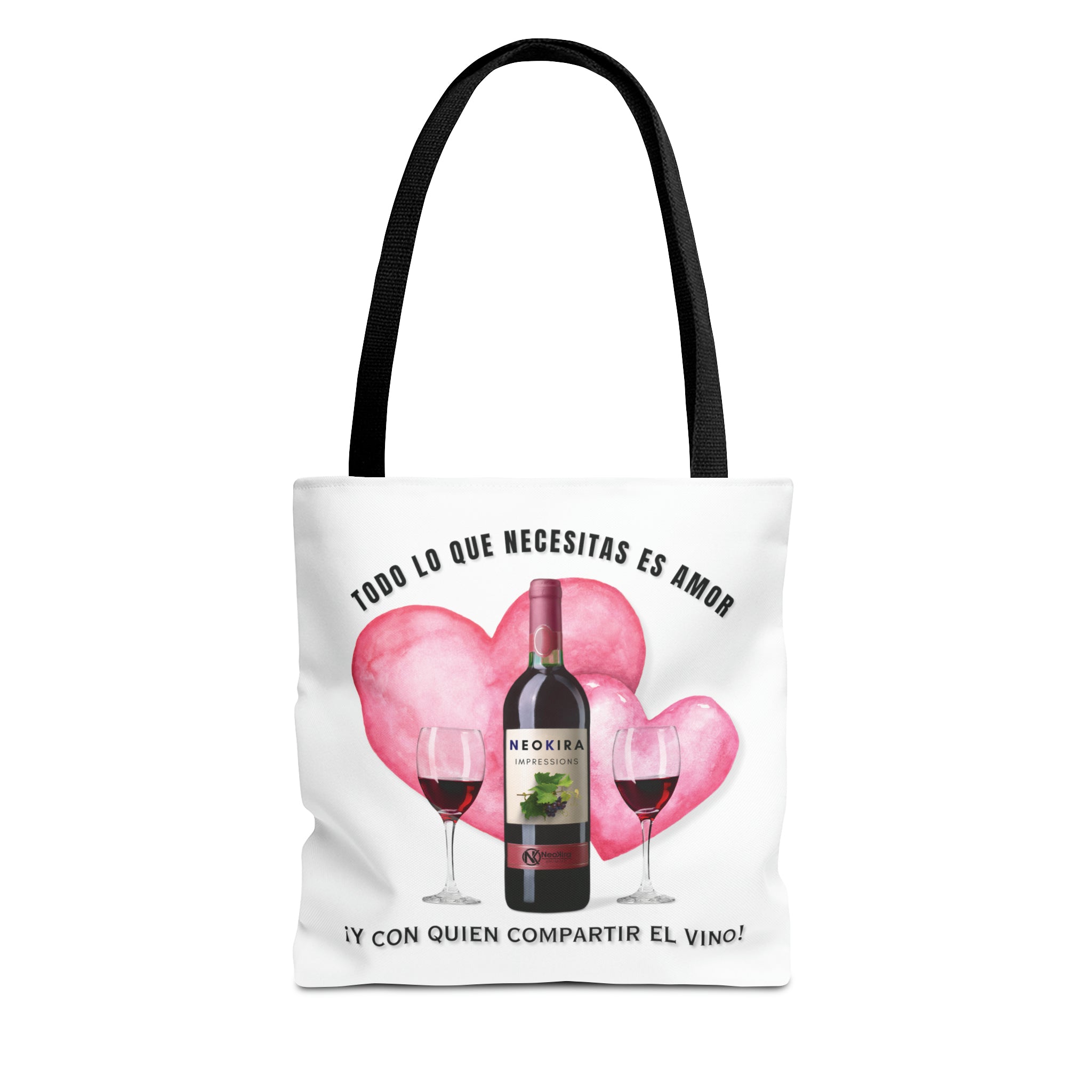 TODO LO QUE NECESITAS ES AMOR Y CON QUIEN COMPARTIR EL VINO Tote Bag Tote Bag Printify   