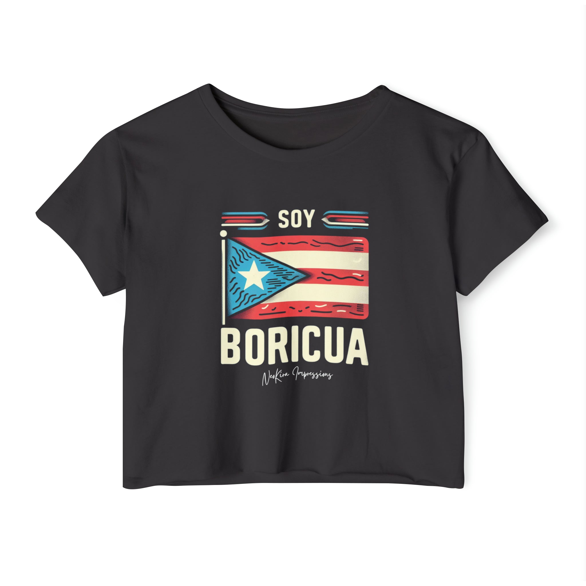 SOY BORICUA Women's Festival Crop Top Crop Tee Printify Black XS 