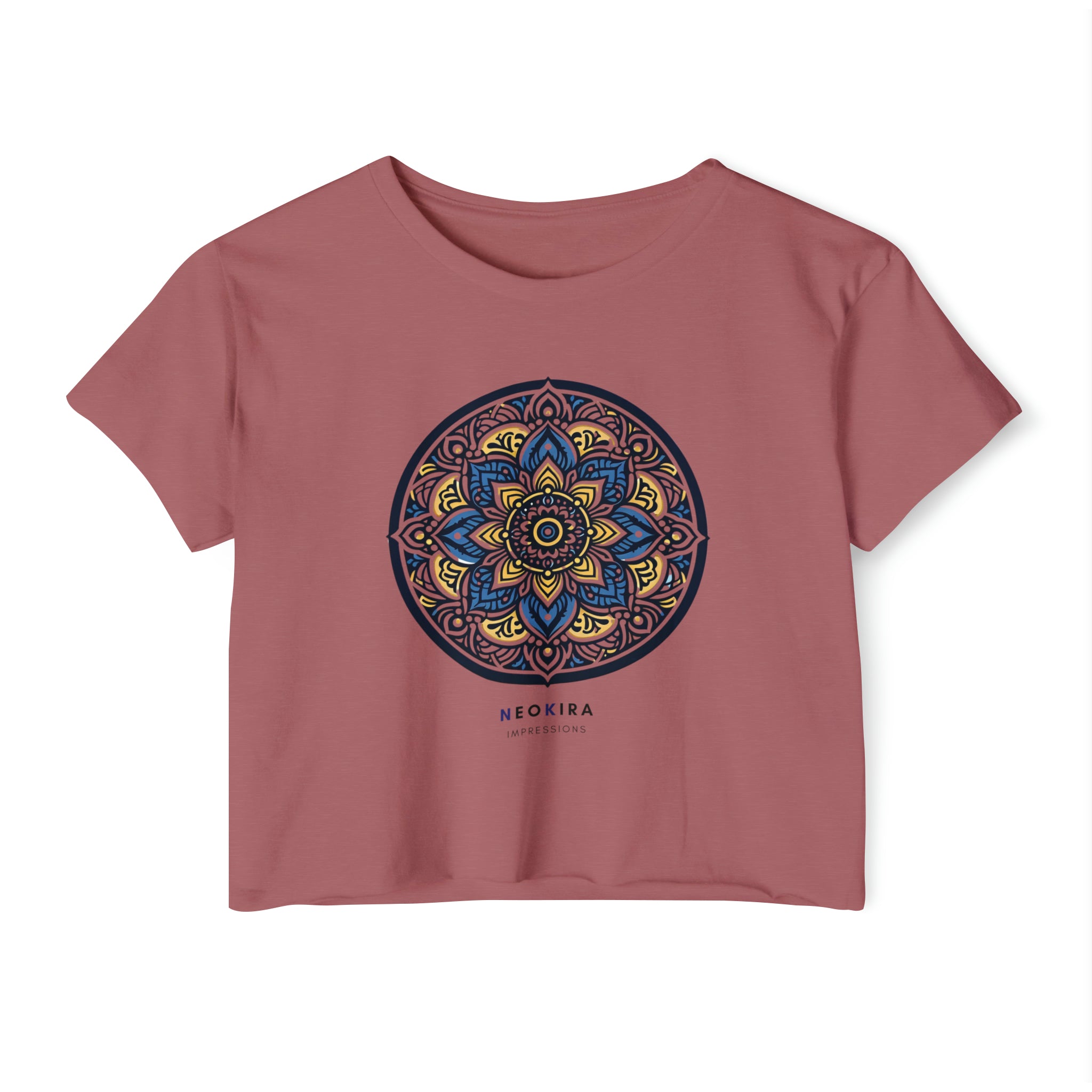 MANDALA Women's Festival Crop Top Crop Tee Printify Smoked Paprika XS 