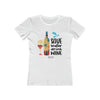 SAVE WATER DRINK WINE The Boyfriend Tee for Women T-Shirt Printify Solid White S 