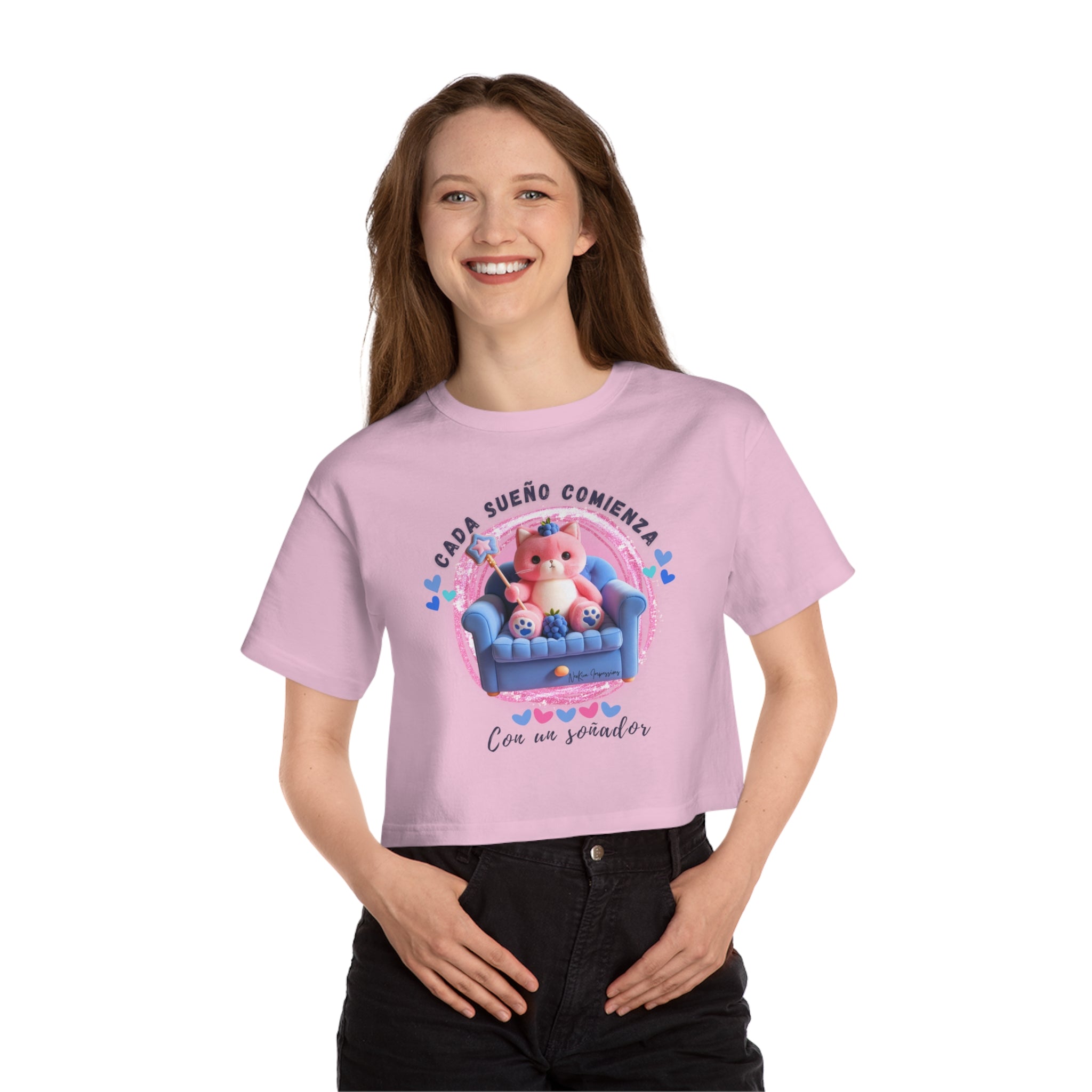 CADA SUENO... Champion Women's Heritage Cropped T-Shirt Crop Tee Printify Pink Candy XS 