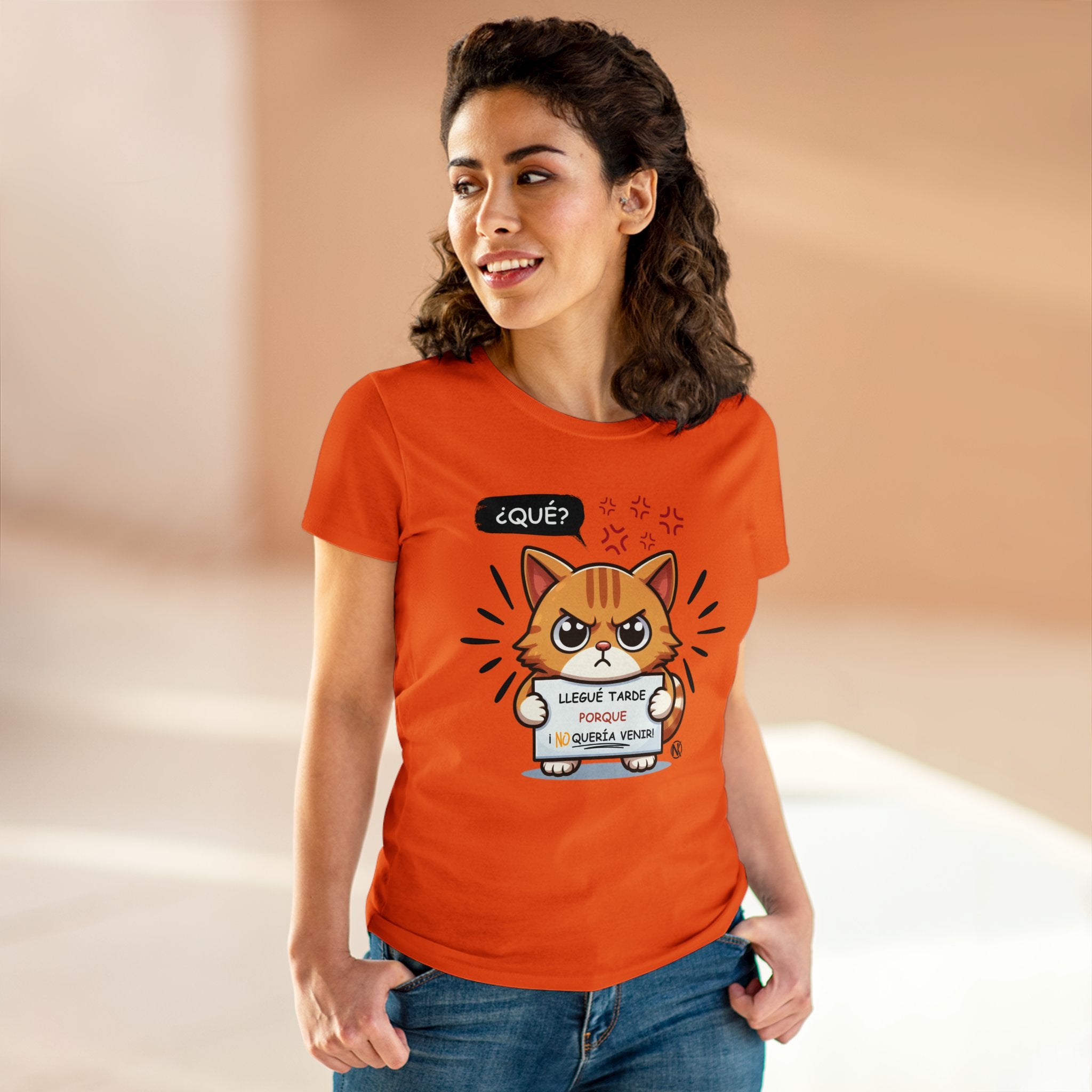 Llegué Tarde Women's Midweight Cotton Tee T-Shirt Printify   