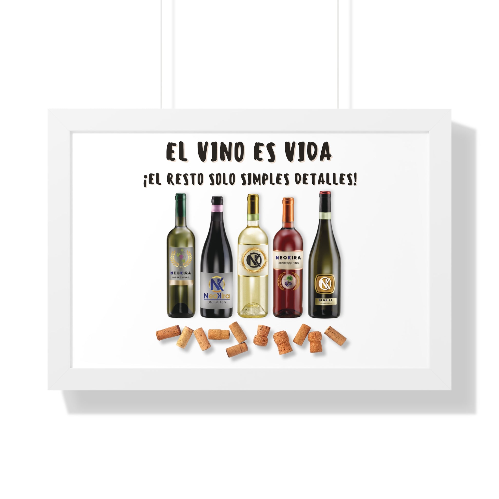 EL VINO ES VIDA Framed Horizontal Poster Poster Printify   