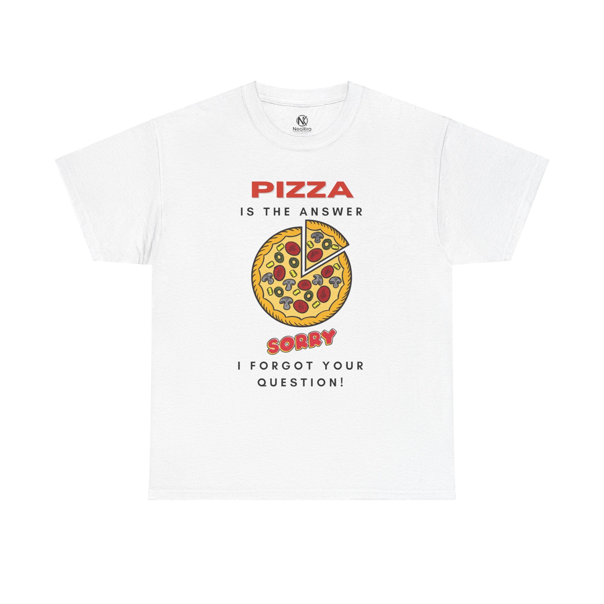 PIZZA IS THE ANSWER Unisex Heavy Cotton Tee T-Shirt Printify   