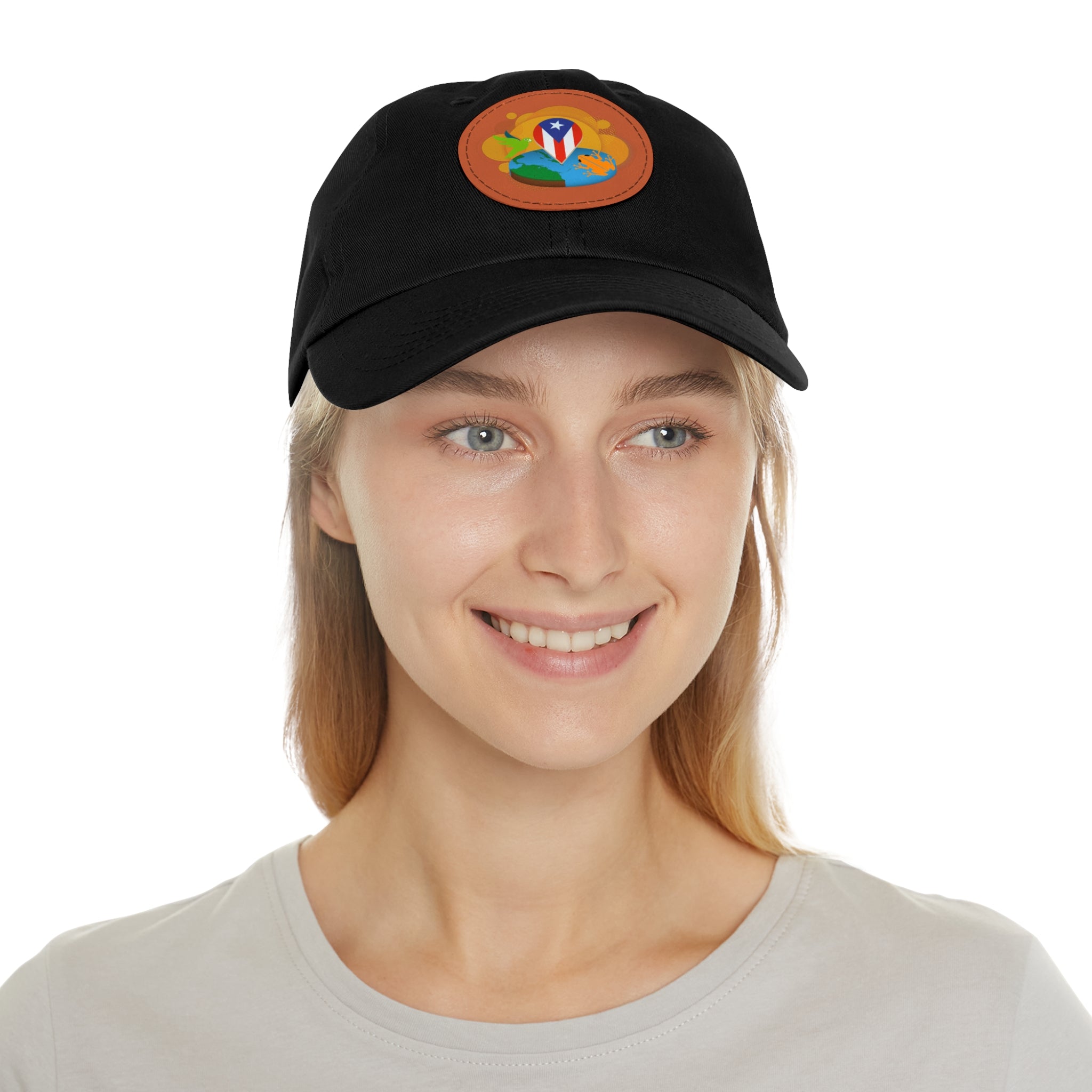 SOY DE AQUI Dad Hat with Leather Patch (Round) Caps Printify   