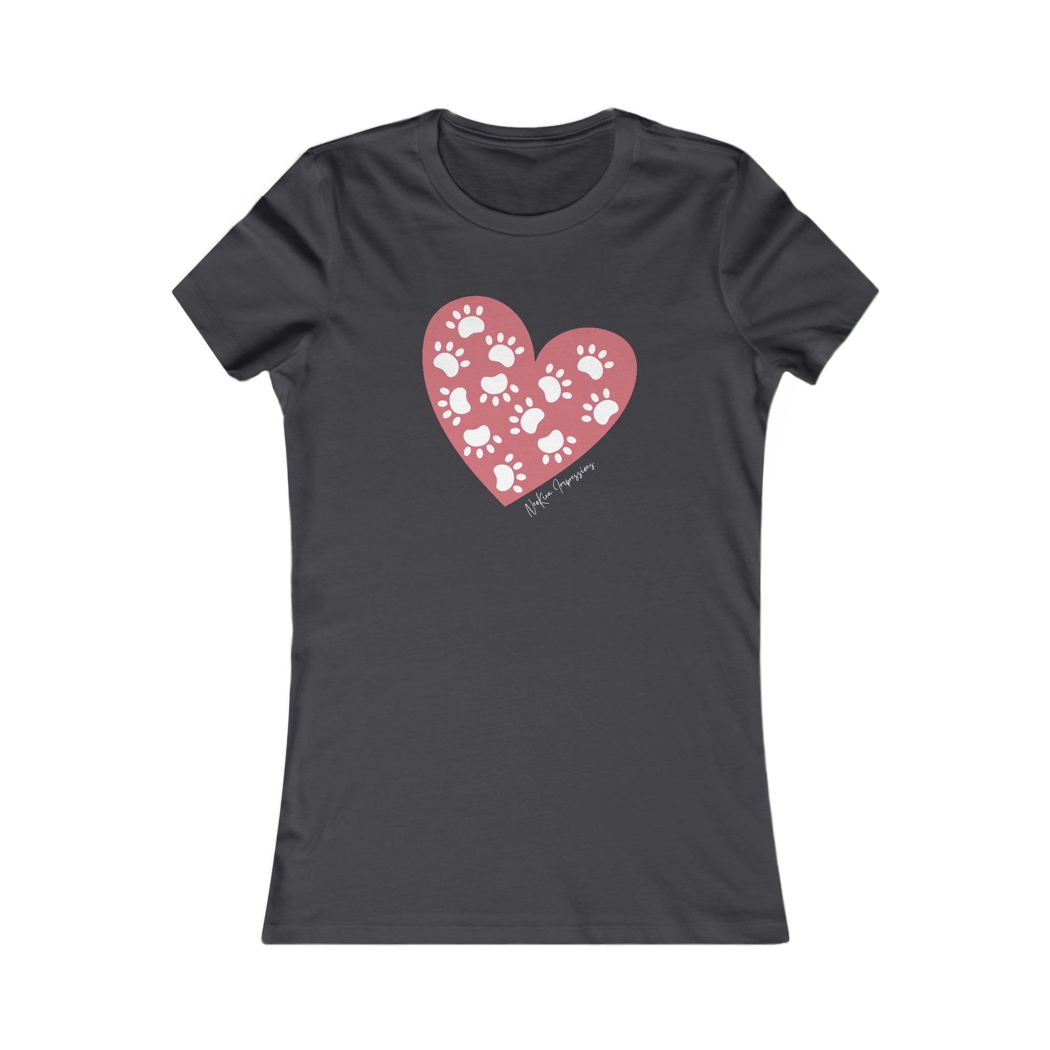 PAW HEART (PINK) Women's Favorite Tee T-Shirt Printify S Dark Grey 