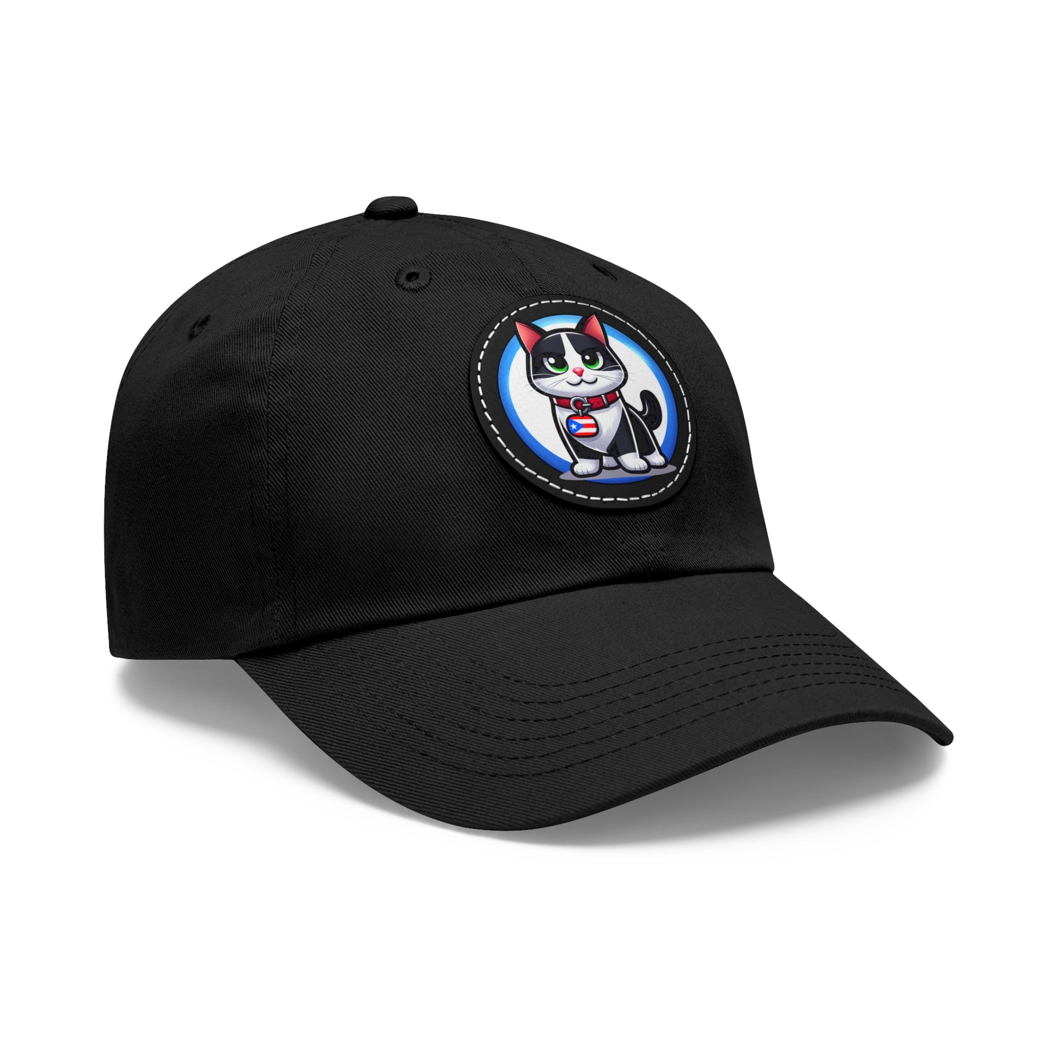 COOL TUXEDO CAT Dad Hat with Leather Patch (Round) Caps Printify   