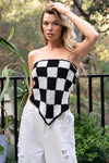 POL Checkerboard Pattern Tube Top Sweater Top POL   