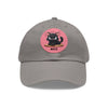 MEH Dad Hat with Leather Patch (Round) Caps Printify Grey / Pink patch Circle One size