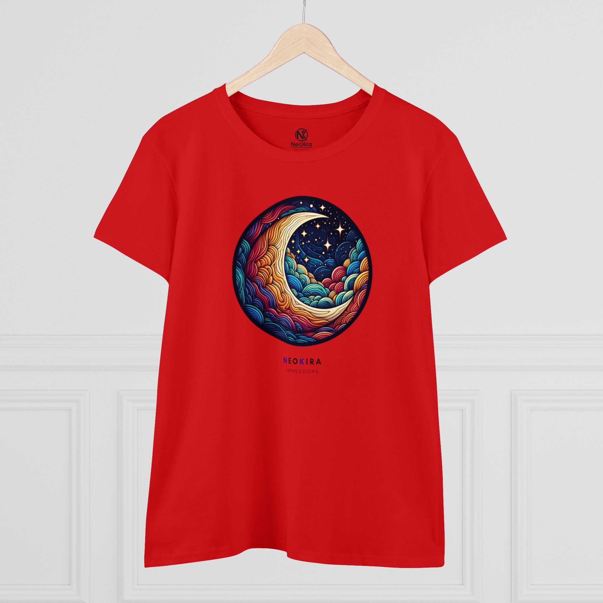 MOON AND STARS Women's Midweight Cotton Tee T-Shirt Printify   