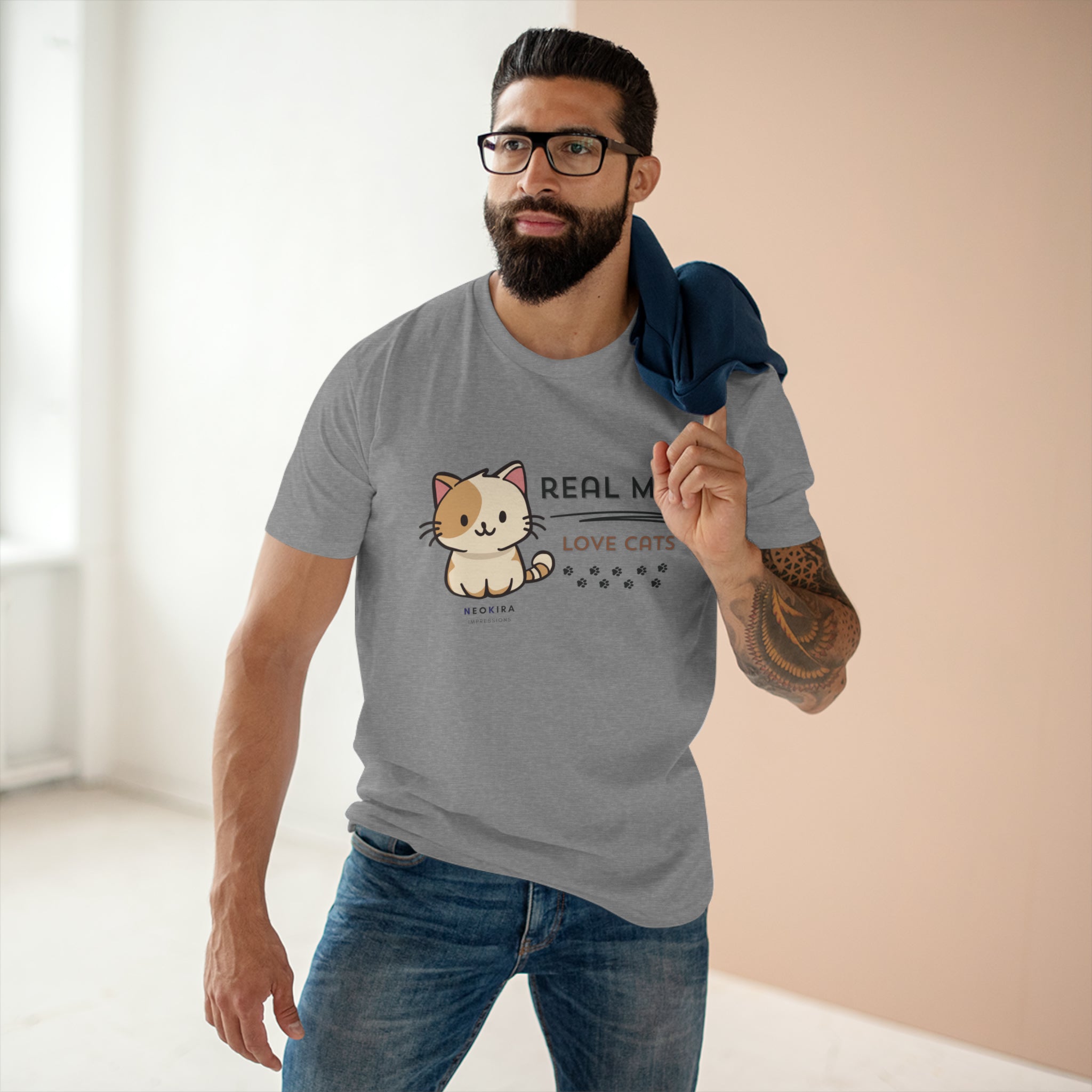 REAL MEN LOVE CATS Men's Staple Tee T-Shirt Printify   