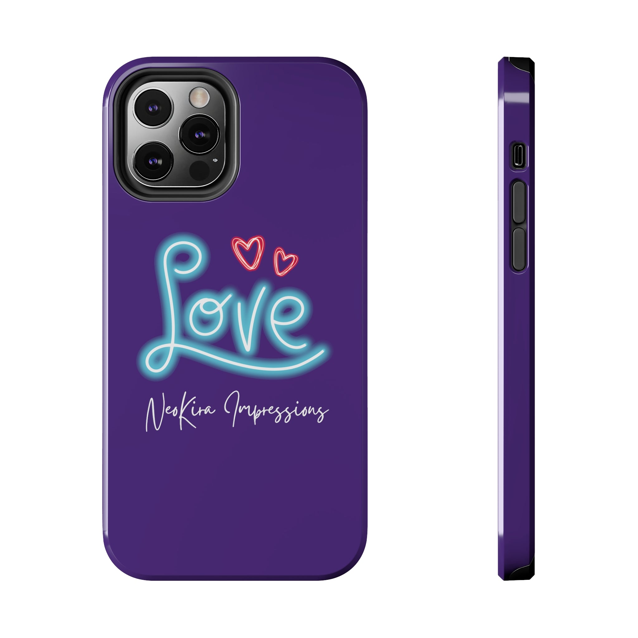 NEON LOVE PURPLE Tough Phone Cases Phone Case Printify   