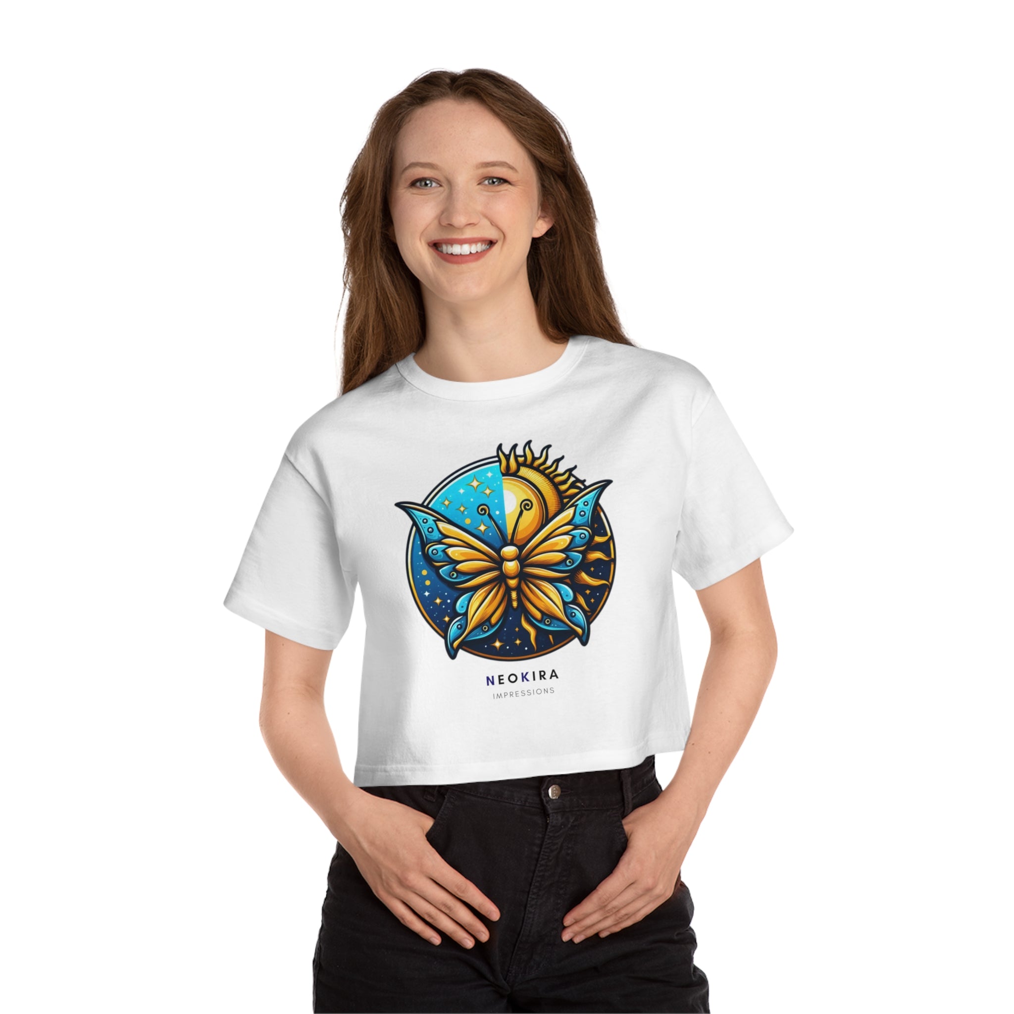 BUTTERFLY... Champion Women's Heritage Cropped T-Shirt Crop Tee Printify   