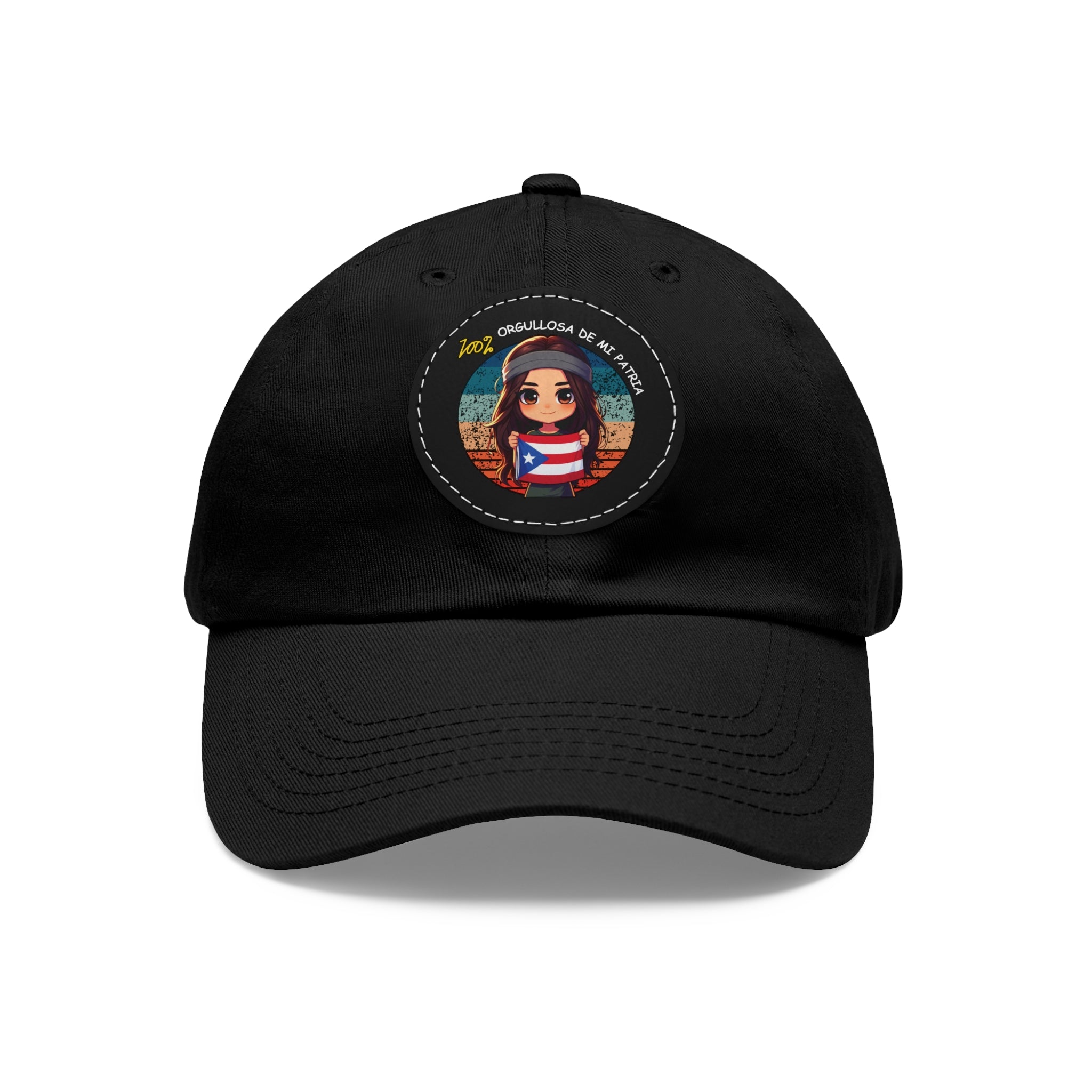 ORGULLOSA DE MI PATRIA Dad Hat with Leather Patch (Round) Caps Printify Black / Black patch Circle One size