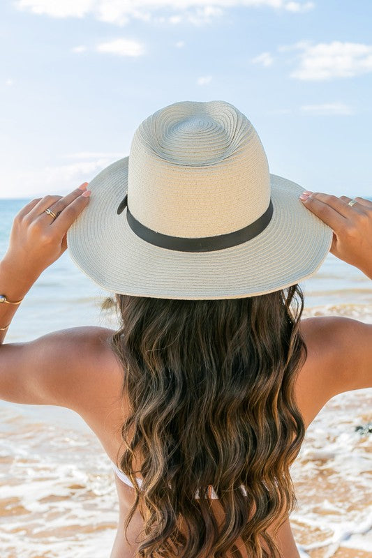 Modern Minimalist Panama Hat with Faux Leather Belt | Adjustable Elegant Sun Hat - NeoKira Unlimited