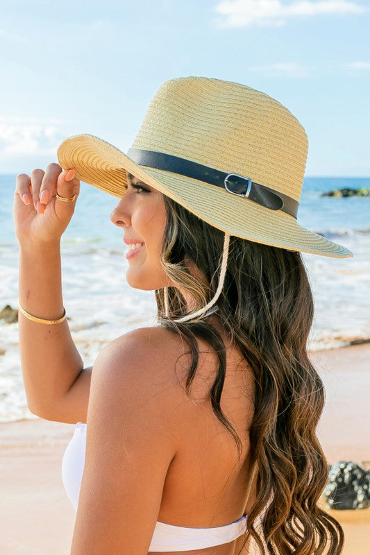 Drawstring Panama Hat Straw Hats Aili's Corner Beige OneSize 