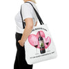 TODO LO QUE NECESITAS ES AMOR Y CON QUIEN COMPARTIR EL VINO Tote Bag Tote Bag Printify 18" × 18'' Black 