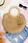 Straw Tassel O-Ring Tote Handbag Aili's Corner   