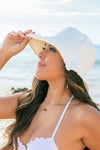 Frayed Edge Canvas Bucket Hat Hats Aili's Corner White OneSize 