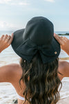 Bow Back Straw Bucket Hat Hats Aili's Corner Black OneSize 