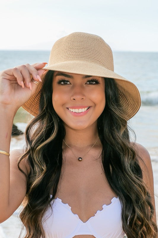 Bow Back Straw Bucket Hat Hats Aili's Corner   